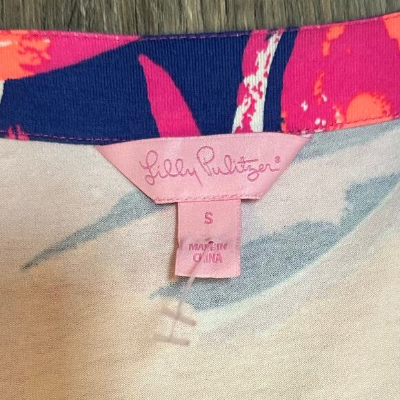 NWOT Lilly Pulitzer Amoritta Wrap Mini Dress Women Small Bomber Blue Plume Bloom - Picture 4 of 10